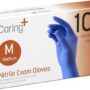 Caring Nitrile Exam Gloves, Blue, Powder-Free